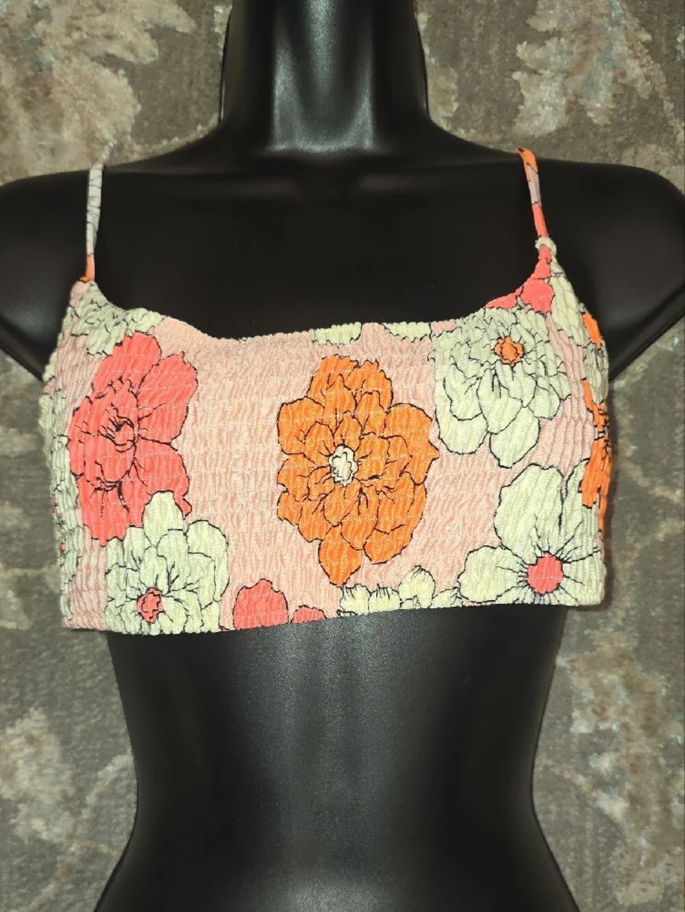 triangl swimwear Pink Floral Bikini with Orange Accents
